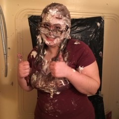 Wambassador: She's back!  My amateur WAM goddess takes messy pudding pies in coed getup