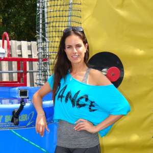 DunkTankFan: New Emily Dunked In a Teal top and Tight Black Shorts