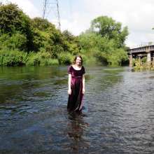 DungeonMasterOne: Langstonedale: Chastity wears a formal dress into the river!