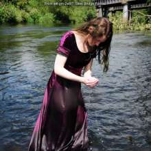 DungeonMasterOne: Langstonedale: Chastity wears a formal dress into the river!