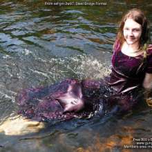 DungeonMasterOne: Langstonedale: Chastity wears a formal dress into the river!