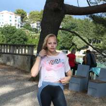 eileenvogel: Eileen in legging and Adidas shirt in Croatia