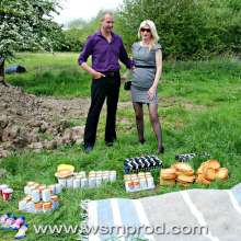 WSMProductions: Custard Couple knicker filling and custard pies in a meadow-wsm