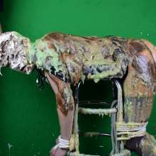 MessyCleo: Naughty Cleo gets tied, spanked, pied and messed up