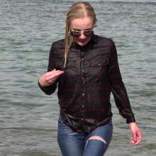 LisaMoomin: Ania Wears Boots In The Sea