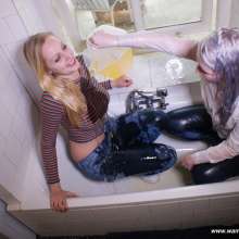 eileenvogel: Eileen and Queenofhell taking an oil bath