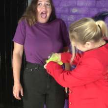 DungeonMasterOne: Maria in Jeans Vs Felicity in Skirt Suit