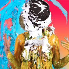 PieZone: Chic Chick Stacy Gets a Mega Blast of Technicolor Splatter!