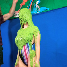 PieZone: Swimsuit Stacy Under a Flood of Chunky Green Glop!