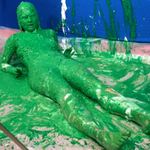 PieZone: Swimsuit Stacy Under a Flood of Chunky Green Glop!