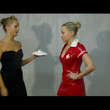 RevSlymsford: Wife Louise Lee Vs Nurse Cherry... Vintage Messy Piefight
