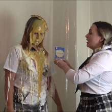 RevSlymsford: New!  Schoolgirl Pied: Michelle trashed by the headgirl