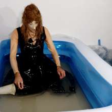 Wetlook Doll: Wet Black Formal Dress