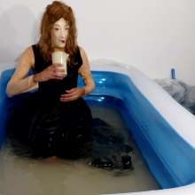Wetlook Doll: Wet Black Formal Dress