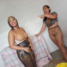 No one: Pantyhose filling with Sasha and Sof