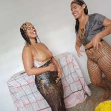No one: Pantyhose filling with Sasha and Sof