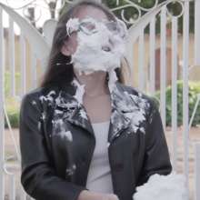 lovingmessy4you: Pie in the Face Wearing Leather Jacket and Glasses