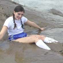 DungeonMasterOne: Shiny Nylon shorts in the mud with Maude!