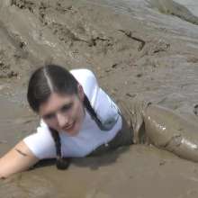 DungeonMasterOne: Shiny Nylon shorts in the mud with Maude!
