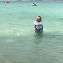 Wet_look_elena: Stockings and Suspenders under My Jeans Wet in the Sea.