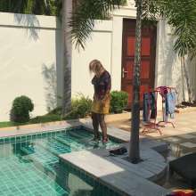 Wet_look_elena: Stockings in the Pool