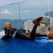 Wet_look_elena: Ugg Boots in the Pool