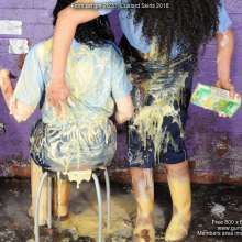 DungeonMasterOne: Friday and Honeysuckle in custard-drenched skirt uniforms!