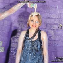 DungeonMasterOne: Felicity and Lily in skin-tight running gear, drenched in gunge!