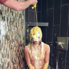 FunFilled Photography: Mallory's Yellow Bikini Messy Strip Trivia Challenge!