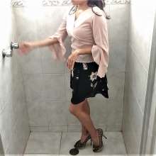 MadelineOasis: Clara's See Through Top and Black Skirt Shower Sex