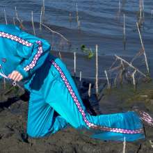 EgyptianRRR: Girl wearing blue tracksuit and fila sneaker having fun in mud