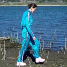 EgyptianRRR: Girl wearing blue tracksuit and fila sneaker having fun in mud