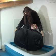 Wetlook Doll: Wet Long Black Skirt and Fur Coat