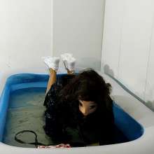 Wetlook Doll: Wet Long Black Skirt and Fur Coat