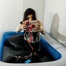 Wetlook Doll: Wet Long Black Skirt and Fur Coat