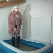 Wetlook Doll: Wet Pink Fluffy Coat and Long Boots