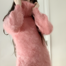 ombreflou: messy pink turtleneck sweater