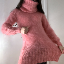 ombreflou: messy pink turtleneck sweater
