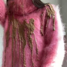 ombreflou: messy pink turtleneck sweater