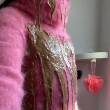 ombreflou: messy pink turtleneck sweater