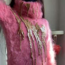 ombreflou: messy pink turtleneck sweater