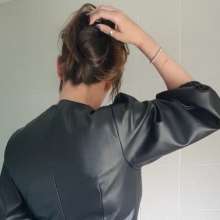 FSChloe: Chloe playing in a new leather look dress