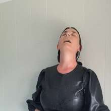 FSChloe: Chloe playing in a new leather look dress