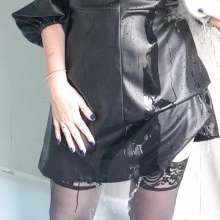 FSChloe: Chloe playing in a new leather look dress