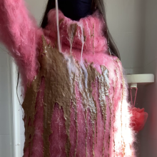 ombreflou: messy pink turtleneck sweater