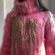 ombreflou: messy pink turtleneck sweater