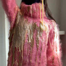 ombreflou: messy pink turtleneck sweater