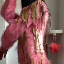 ombreflou: messy pink turtleneck sweater