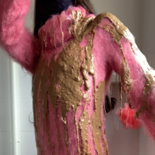 ombreflou: messy pink turtleneck sweater