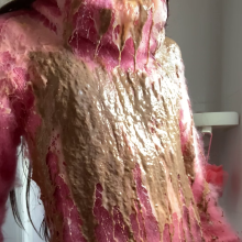 ombreflou: messy pink turtleneck sweater